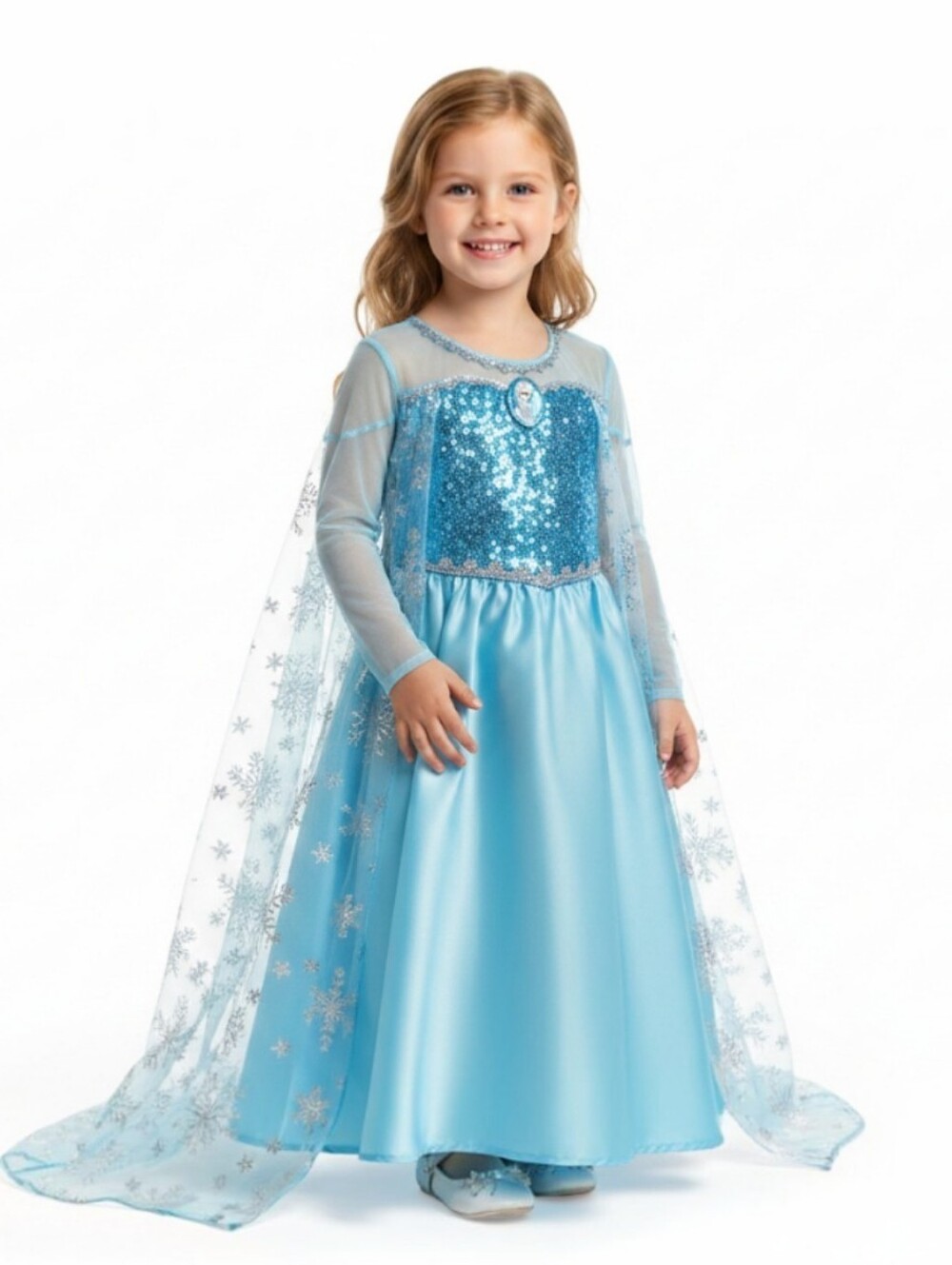 3T 4T Girls Frozen Blue Snow Princess Elsa Costume Dress Kids Halloween Costume
